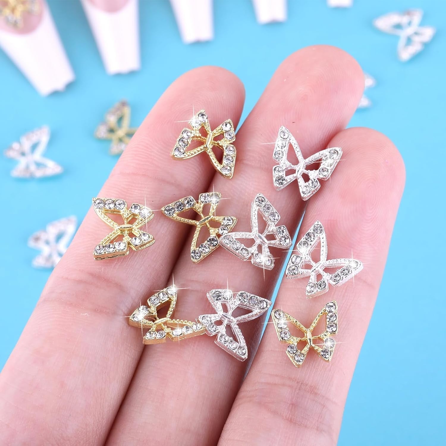 20st Glitter Butterfly Nail Charms, Nail Art Strass, Nagelstenar, Butterfly Nail Art, Strass, Alla hjärtans dag Nagelberlocker, Gör-det-själv-mobilfodraldekoration