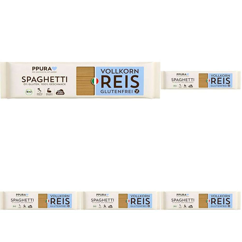 PPURA Spaghetti med ekologiskt glutenfritt helris 400g - Italiensk naturpasta med ekologiskt helris - Glutenfri, utan socker eller tillsatser, traditionellt tillagad