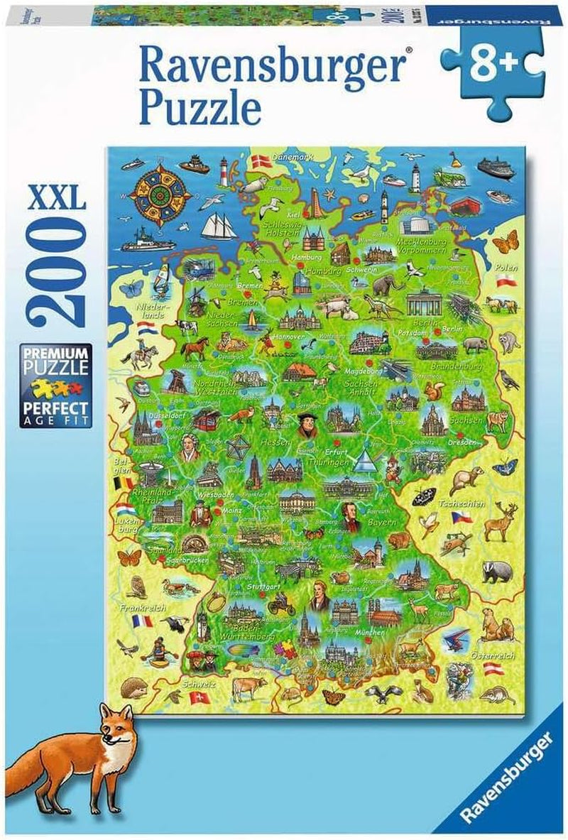 Ravensburger barnpussel - Färgkarta över Tyskland - 200-bitars pussel för åldrarna 8+ Pussel Naty Shop Standardtitel