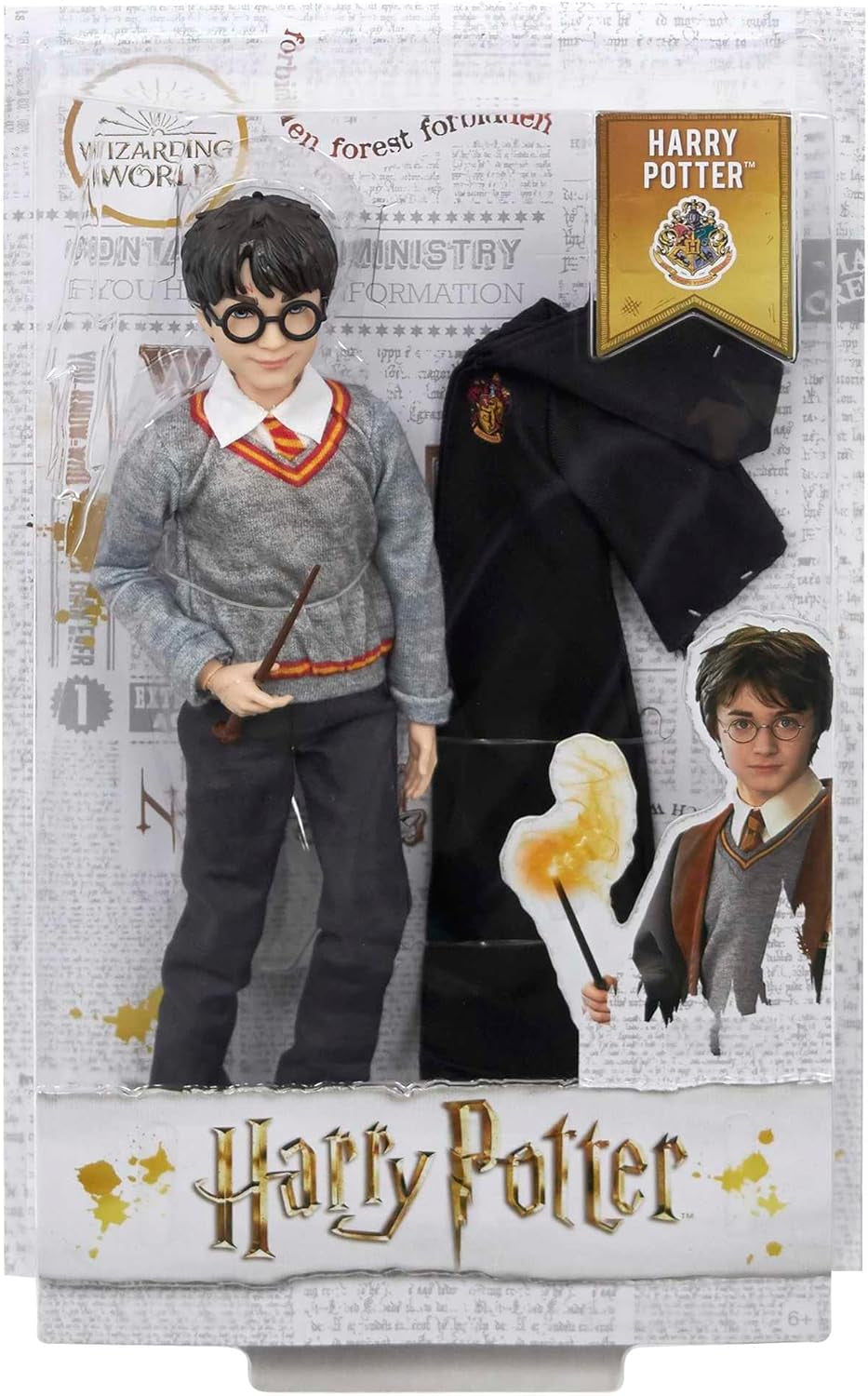 Mattel Harry Potter - Samlardocka (Ca 26 cm) med Hogwarts-uniform, Gryffindorrock och trollstav, leksak från 6 år FYM50 Actionfigurer Naty Shop