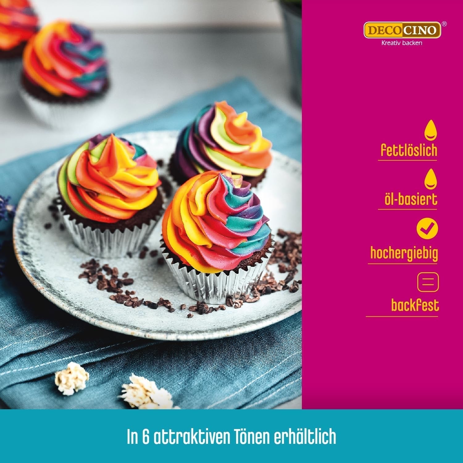 DECOCINO Röd fettlöslig färgpasta - 15 g - Oljebaserad matfärg, idealisk för färgning av choklad, smörkräm, fondant eller kakdeg (Pack 3)