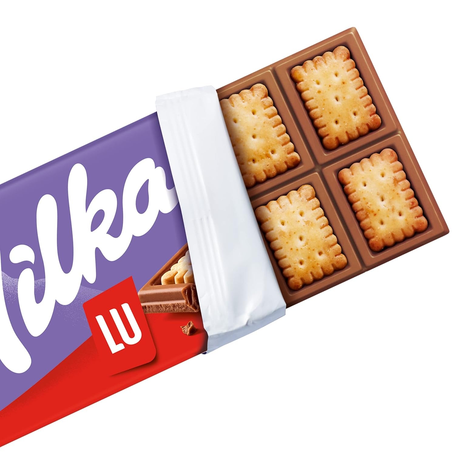 Milka LU – Alpin mjölkchoklad med knapriga LU-kex – 87g