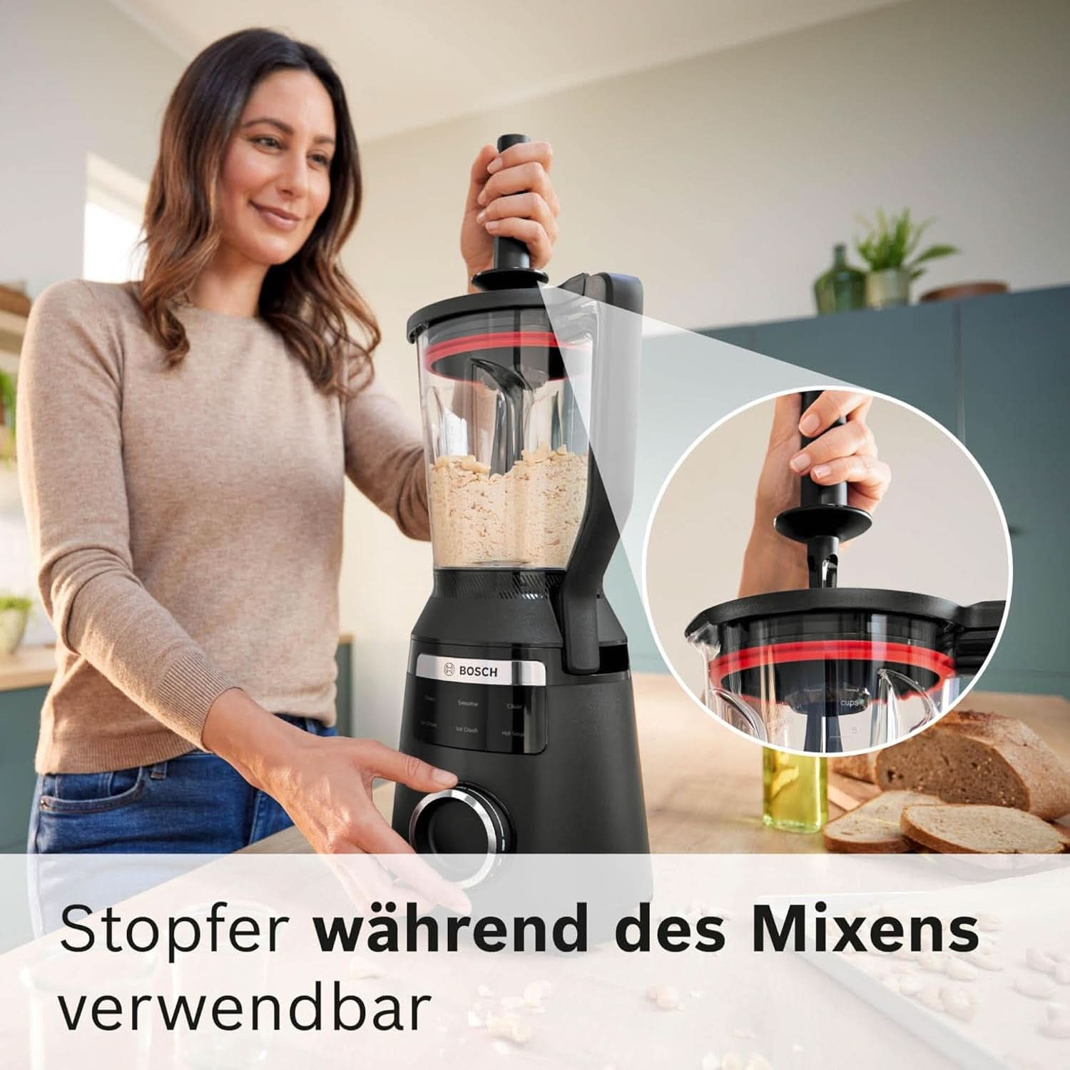 Highspeed-Standmixer Vitapower Serie 6 MMBD665B1, 45 000 U/Min, 6 Program Inkl Heiße Suppe & Reinigung, 2 L Mixbehälter, Stopfer, Spülmaschinenfeste Teile, Made in Europe, 1800W, Schwarz Kitchen Naty Shop