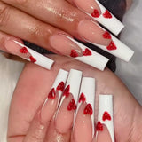 24 st French Press On Long Nails Kista Vita konstgjorda naglar Ombre Pink Naken Adhesive Nails Akryl Nagelset Nageltips För Kvinnor Vår Sommar Nageltillbehör