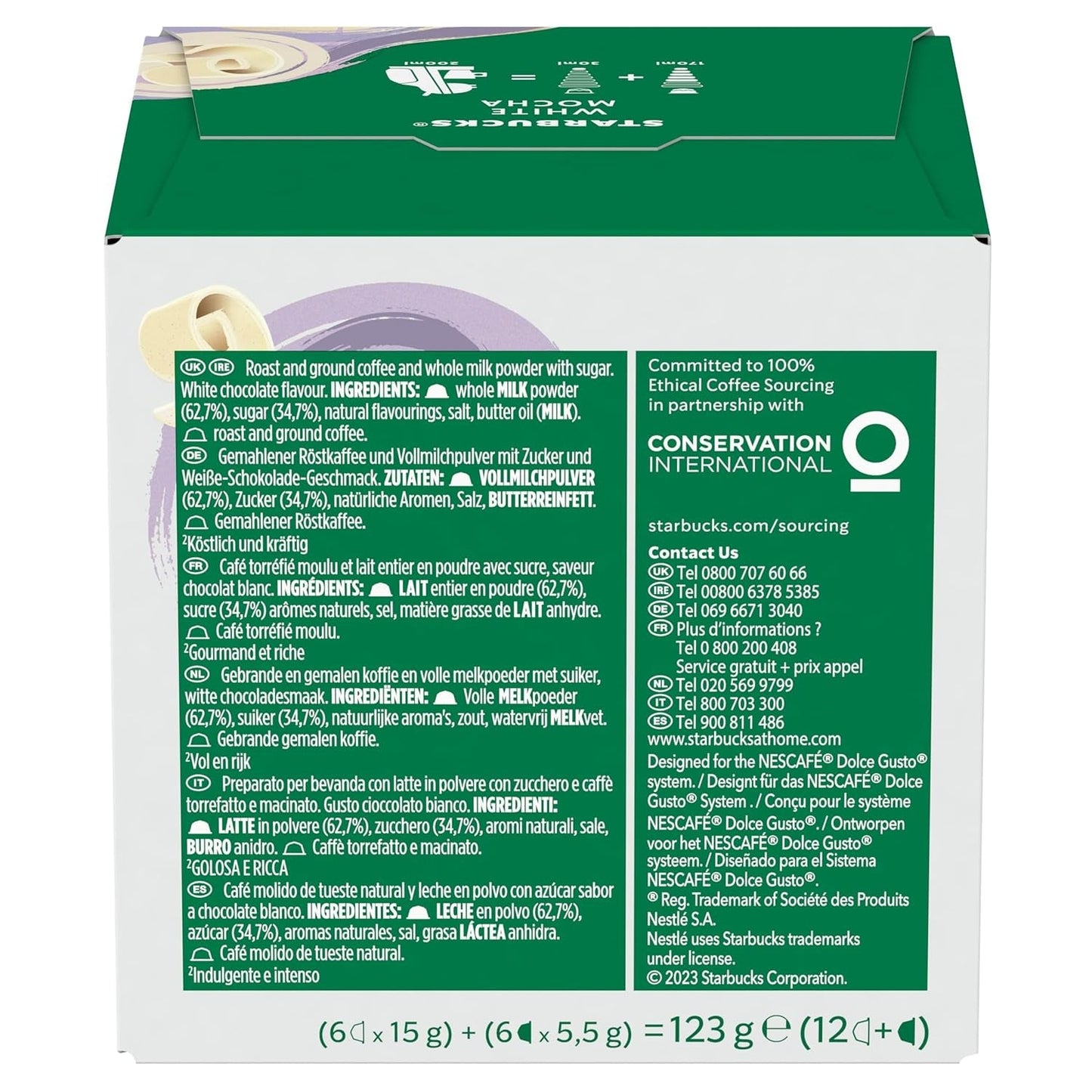 STARBUCKS White Mocha av Nescafé Dolce Gusto Kaffeekapseln 6 x 12 (72 Kapseln)