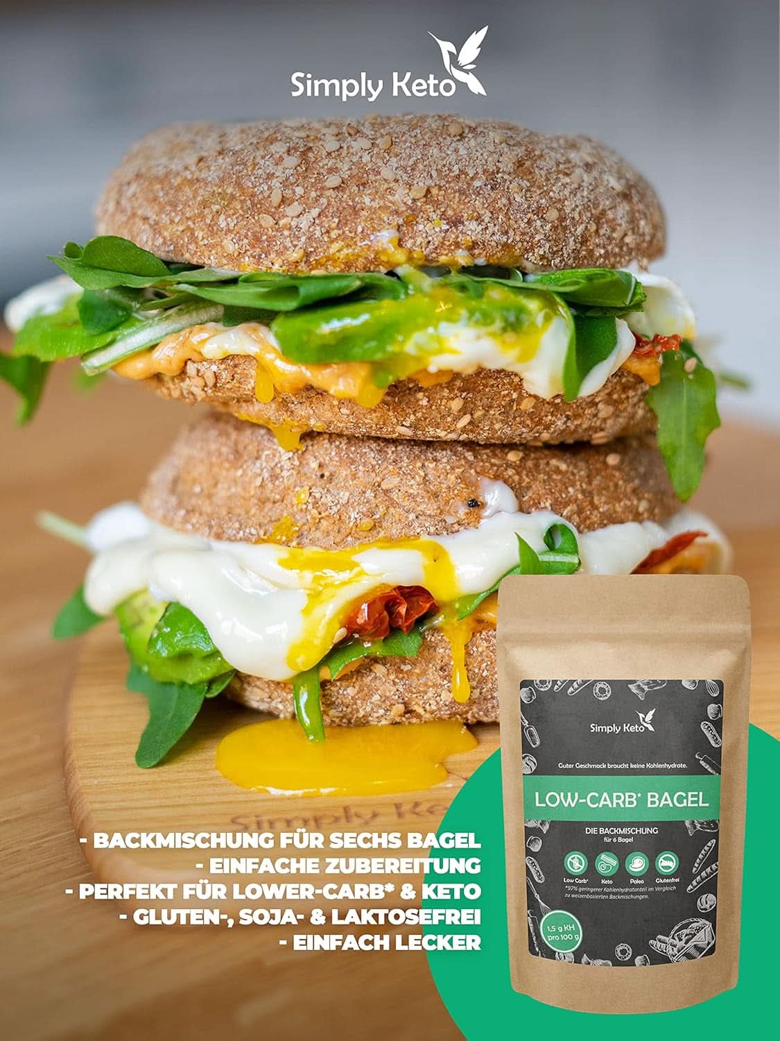 Helt enkelt Keto Lower Carb* Bagel Baking Mix för Lower Carb* och ketogen kost - laktos- och glutenfri - 335 gram Naty Shop Kitchen