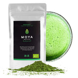 Moya Matcha ekologiskt grönt tepulver | 100 g traditionell ceremonikvalitet 30 g | Ekologiskt odlat och skördat i Uji, Japan | Perfekt att dricka till vatten, matcha lattes, smoothies och lemonader