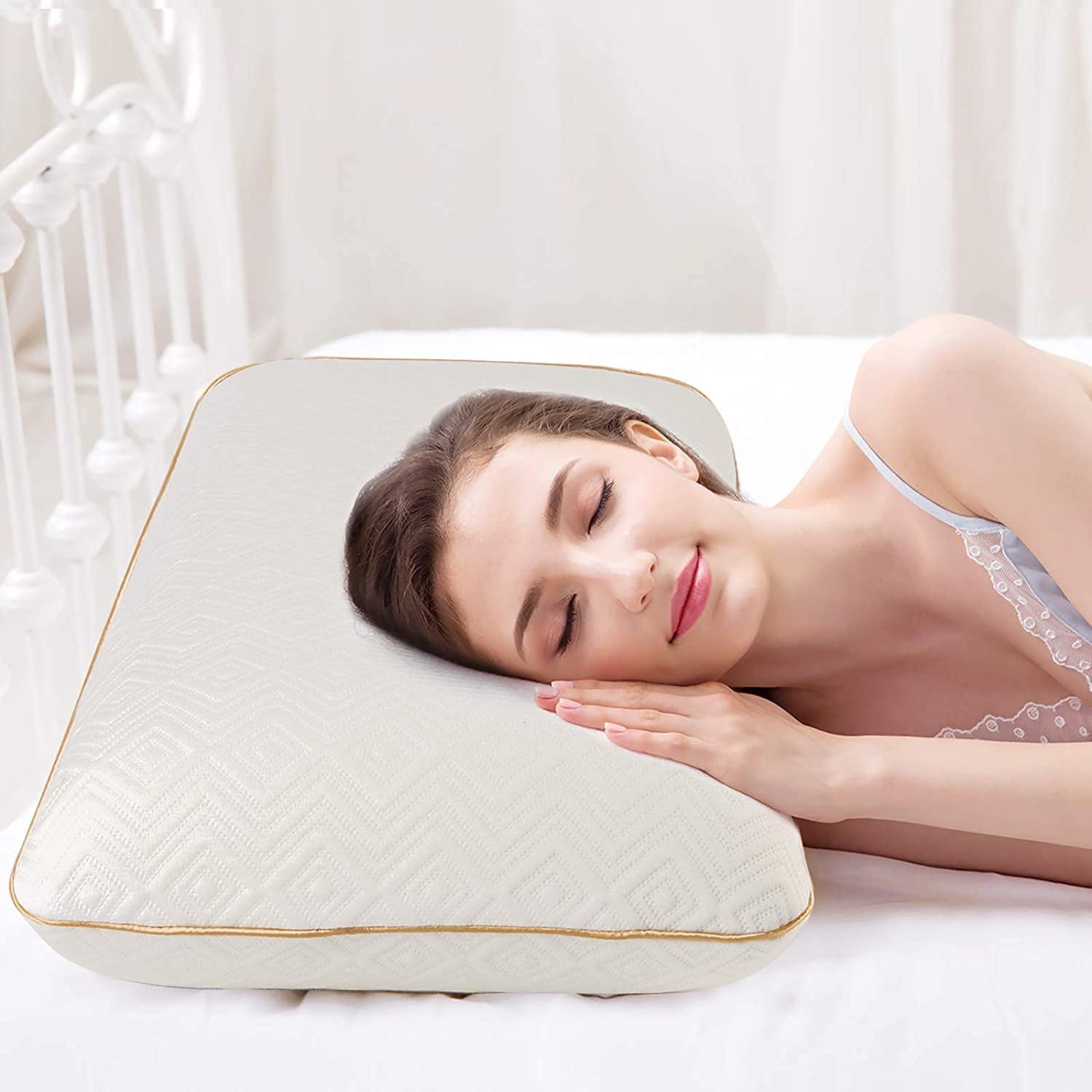 Fityou Memory Foam Kudde Nackstödskudde Ergonomisk sovkudde Kylkudde Dubbelsidig design Tvättbart kuddfodral (67,5X40X13Cm) Cervikala ortopediska kuddar Naty Shop Rose Gold 67,5X40X13Cm