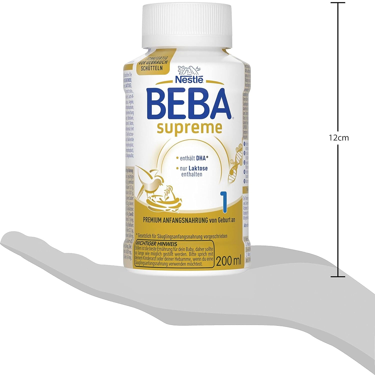 BEBA Nestlé BEBA SUPREME 1 Modersmjölksersättning: Drickfärdiga flaskor med Omega 3, 1 förpackning (1 x 200 ml)