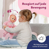 BABY Born Hannah Play with Me - Babydocka med 5 funktioner - Mjuk materialkropp inklusive tillbehör - 36 cm docka - Batteridriven - Lämplig för barn från 1 år