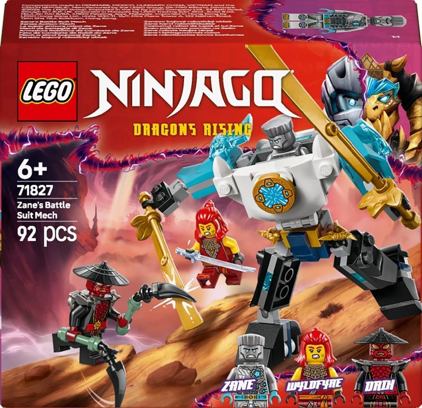 LEGO NINJAGO Zanes Action Mech - Ninja leksak med 3 minifigurer för rollspel - Litet set att bygga och leka för barn - Presentidé för pojkar och flickor från 6 år 71827 Byggset Besuche den LEGO-Store