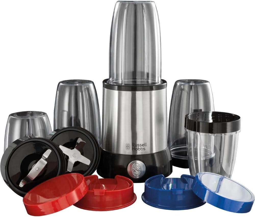 Russell Hobbs Mixer [Multifunktions- Standmixer] Nutriboost (inkl. 5 Bpa-Freie Und Spülmaschinengeeignete Behälter + Deckel, 22 000 U/Min, 0,9 Ps-Motor) Elektrisk, Smoothie-Maker 23180-56 Kitchen Naty Shop