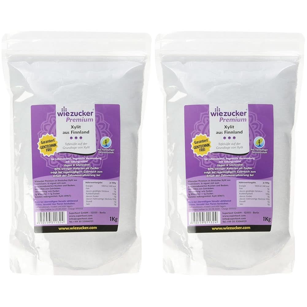 Original björksocker från Finland, 1 Kg Sweeteners Naty Shop 2 x 1 Kg Single