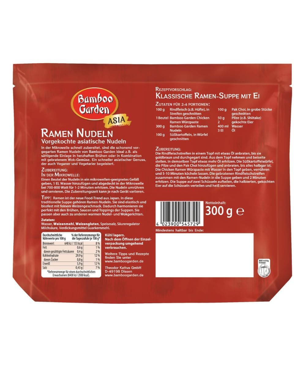 Bamboo Garden - Förkokta Ramen Nudlar | Klar på 2 minuter | Veganer | 300g i en påse