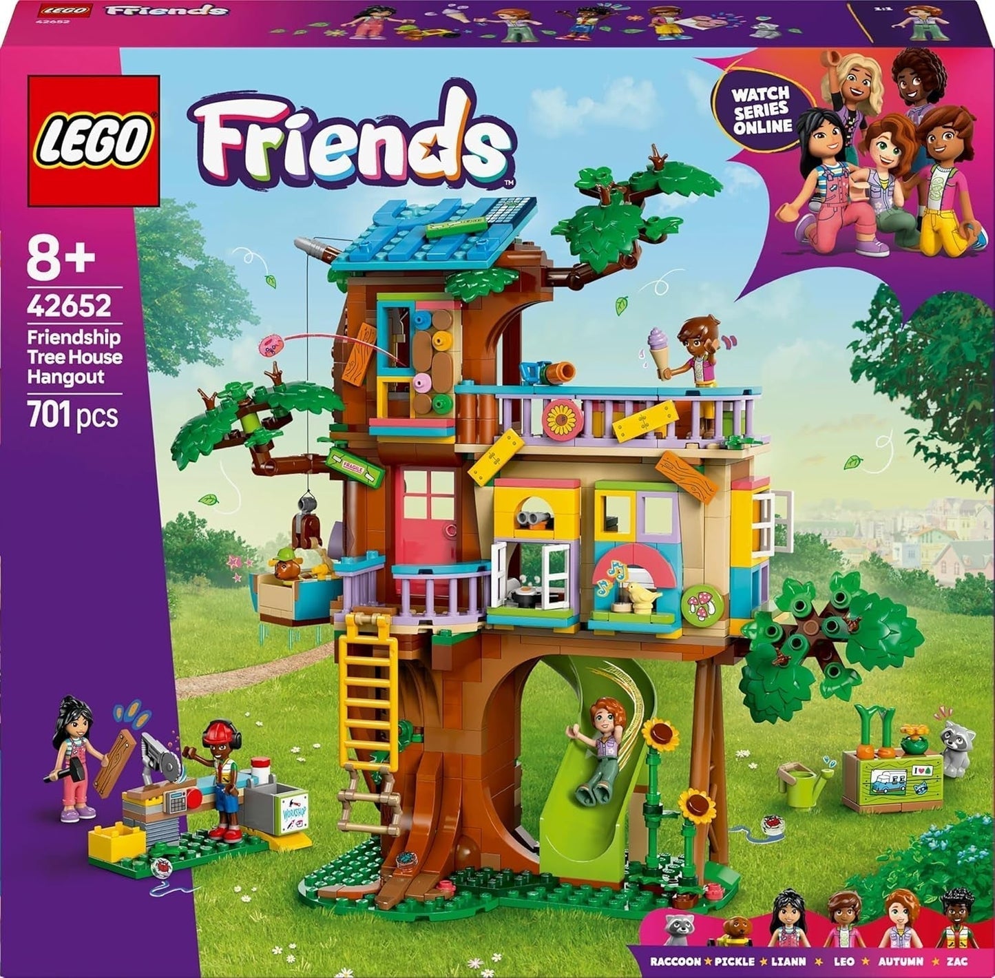 LEGO Friends Tree House Bygg och lek Rollspelsset Leksakshus för flickor 8 år Set med 4 karaktärsminifigurer och 2 djurfigurer Presentidé för barn 42652 Byggset Besuche den LEGO-Store