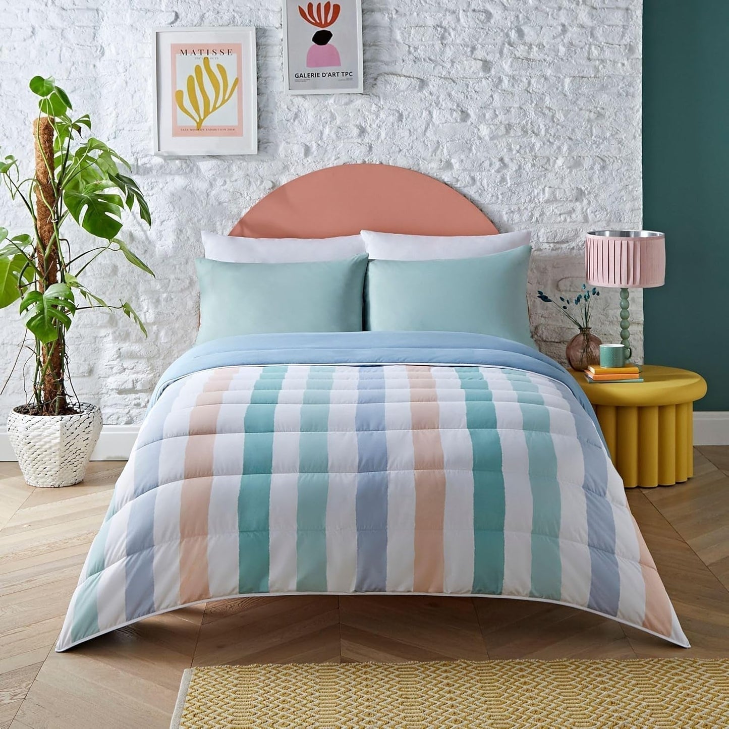 Night Lark Coverless Duvet Super King 6 Tog Vårsommar - Abstrakta vågor. Supermjuk, bekväm och lätt filt. Machine washable and quick drying, all in one reversible pillowcase set Quilts and comforters Naty Shop Multicolor Single bed
