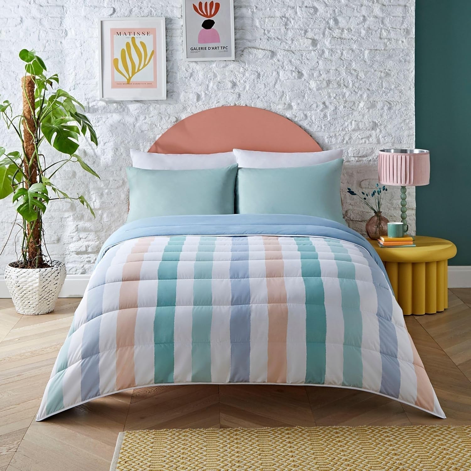 Night Lark Coverless Duvet Super King 6 Tog Vårsommar - Abstrakta vågor. Supermjuk, bekväm och lätt filt. Machine washable and quick drying, all in one reversible pillowcase set Quilts and comforters Naty Shop Multicolor Single bed
