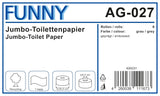 Funny AG-027 Jumbo toalettpapper, 1 lager, återvunnet, diameter 28 cm (pack med 6)