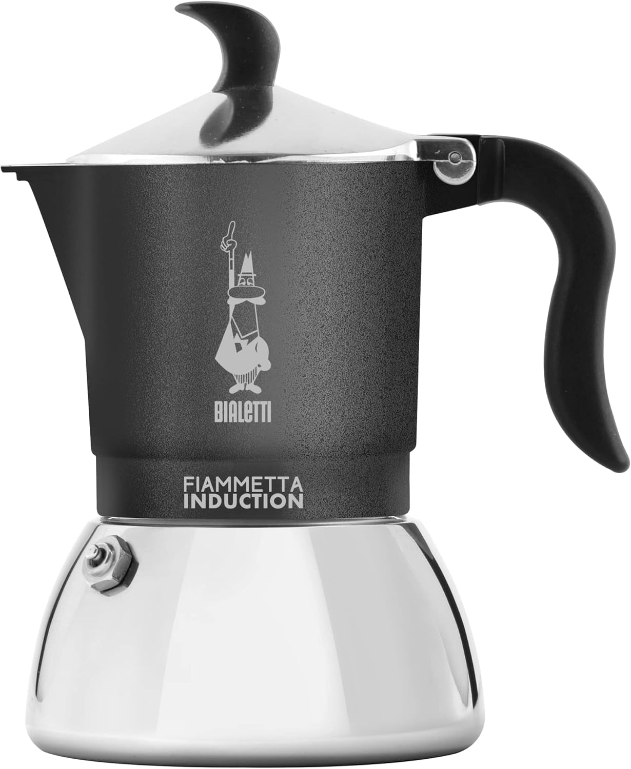 Bialetti Fiammetta induktionskaffemaskin, 2 koppar (100 ml), lämplig för alla typer av hällar, elegant design, svart