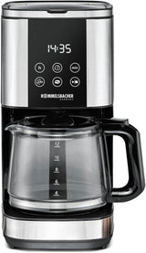 Rommelsbacher FKM 1000 filter espressomaskin - 1,5 liters vattentank för 12 koppar kaffe, glaskaraff, fördröjd start, varmhållningsfunktion, aromfunktion, avtagbar filterhållare 1x4