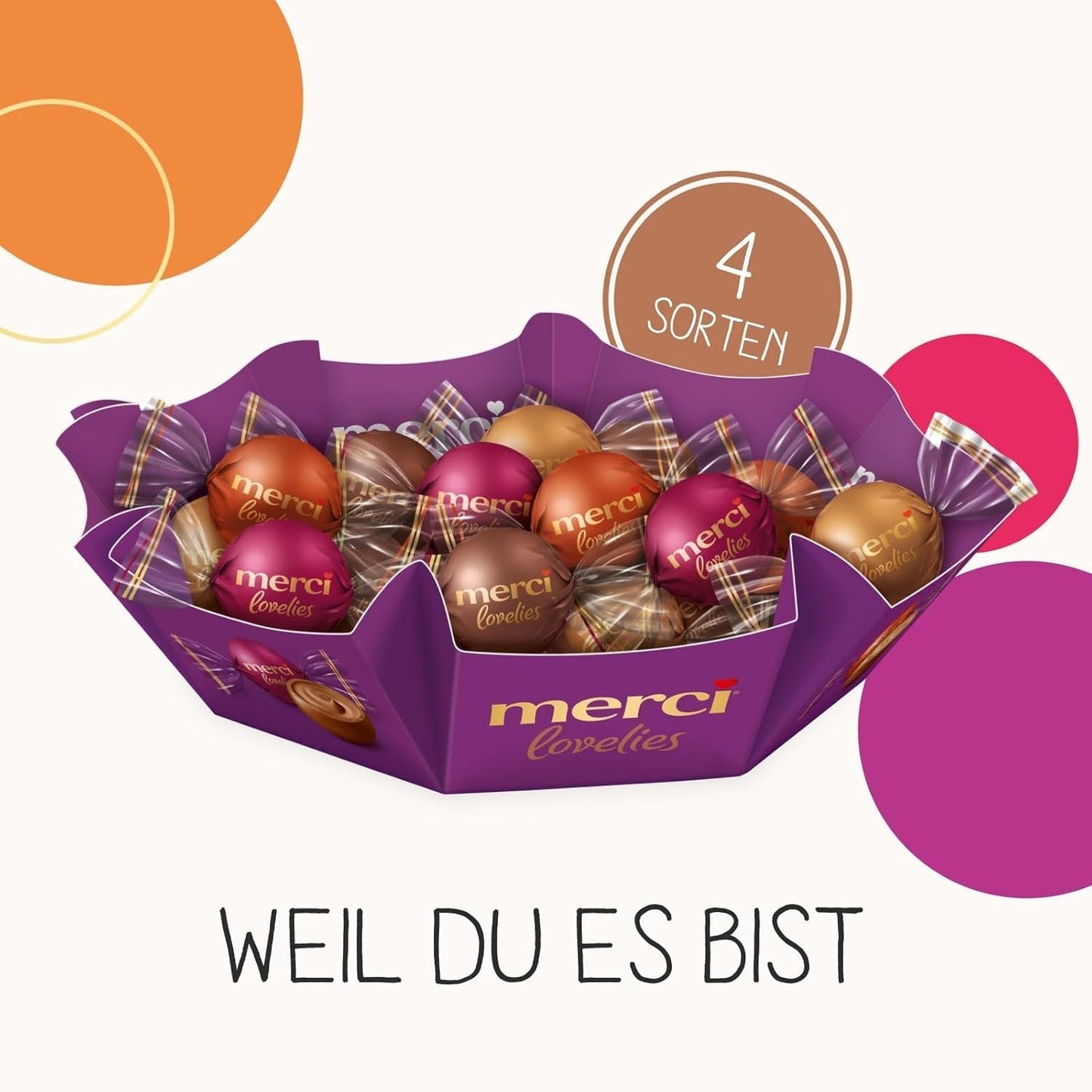 Merci Lovelies Creamy – 185 gram – Pralinmix med Naty Shop-fyllda chokladspecialiteter