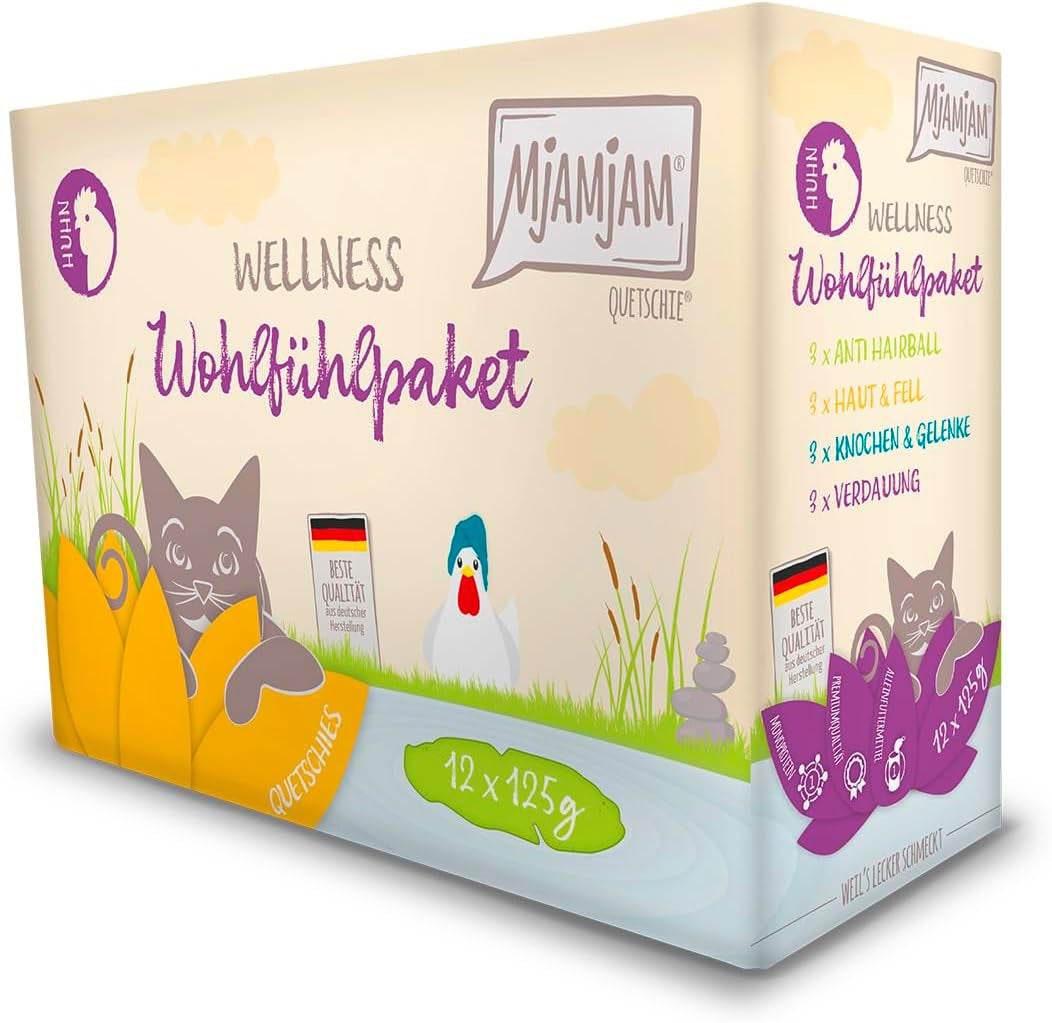 MjAMjAM - Premium Wet Cat Food - Kyckling Wellness Pack 12-pack (12 x 125 g) Spannmålsfri med extra kött