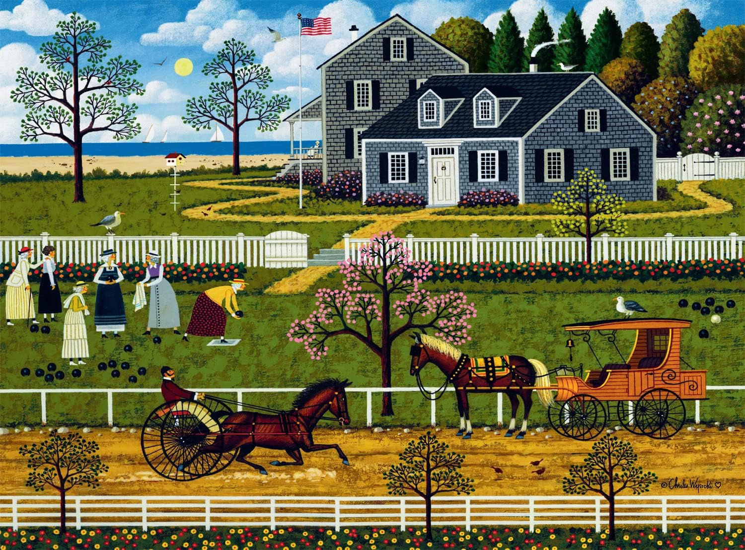 Buffalo Games - Charles Wysocki - Boccia damer från Marthas Vineyard - pussel 1000 bitar Pussel Naty Shop Charles Wysocki