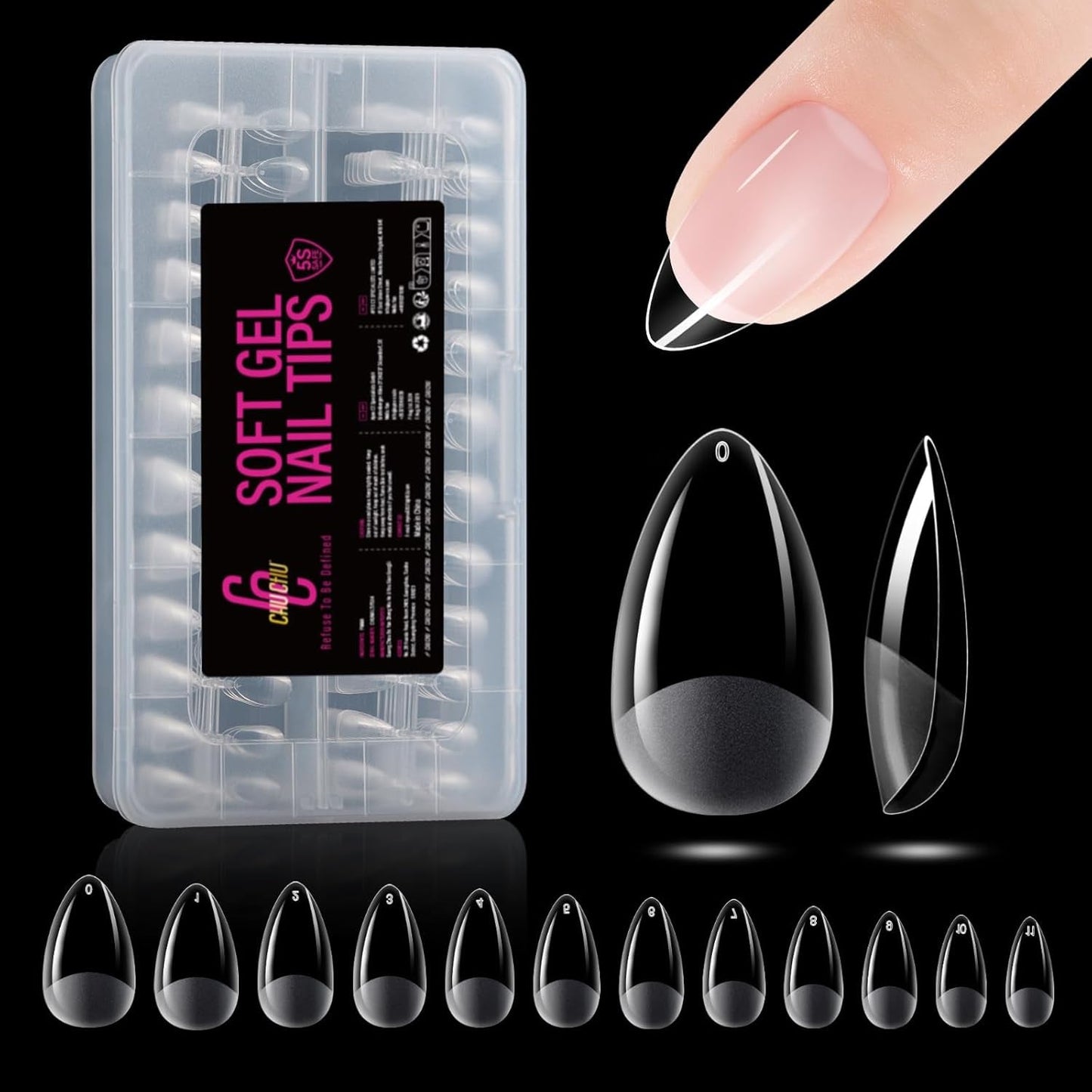 504st Ballerina Medium Gel Nageltyper: Gel Nail Tips PMMA False Nails Nagelförlängningar Konstgjorda naglar 12 storlekar
