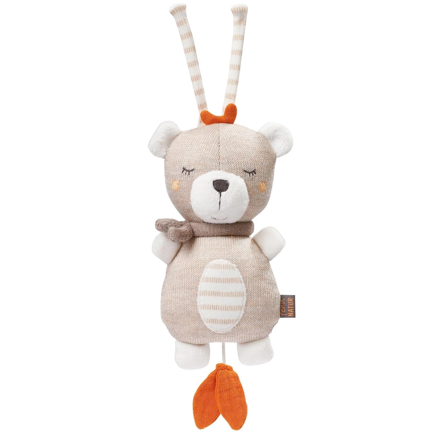 Fehn speldosa baby sömnhjälp får - plyschleksak med fäste - sömnhjälpslåt "Brahms vaggvisa" - barnleksak för resor och hem - musikleksaker för bebisar och barn Babyleksaker Naty Shop Teddy natur