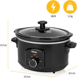 Tristar VS-3915 slowcooker, keramikgryta i rostfritt stål med 2 värmeinställningar och varmhållningsfunktion, 3,5 L Slow Cooker Naty Shop