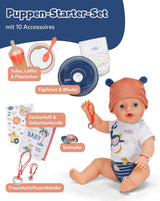 BABY Born Emma i djungelstil - Docka 43 cm lång - 10 funktioner Inklusive accessoarer och klänning i unisexfärger - Fungerar utan batterier - Lämplig för barn från 3 år och uppåt Naty Shop Dolls