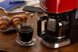 Ariete Moderna 1396 Filter Espressomaskin för att göra amerikanskt kaffe Upp till 15 koppar Glaskaraff Värmeplatta LCD-skärm Avtagbara och tvättbara filter Vita