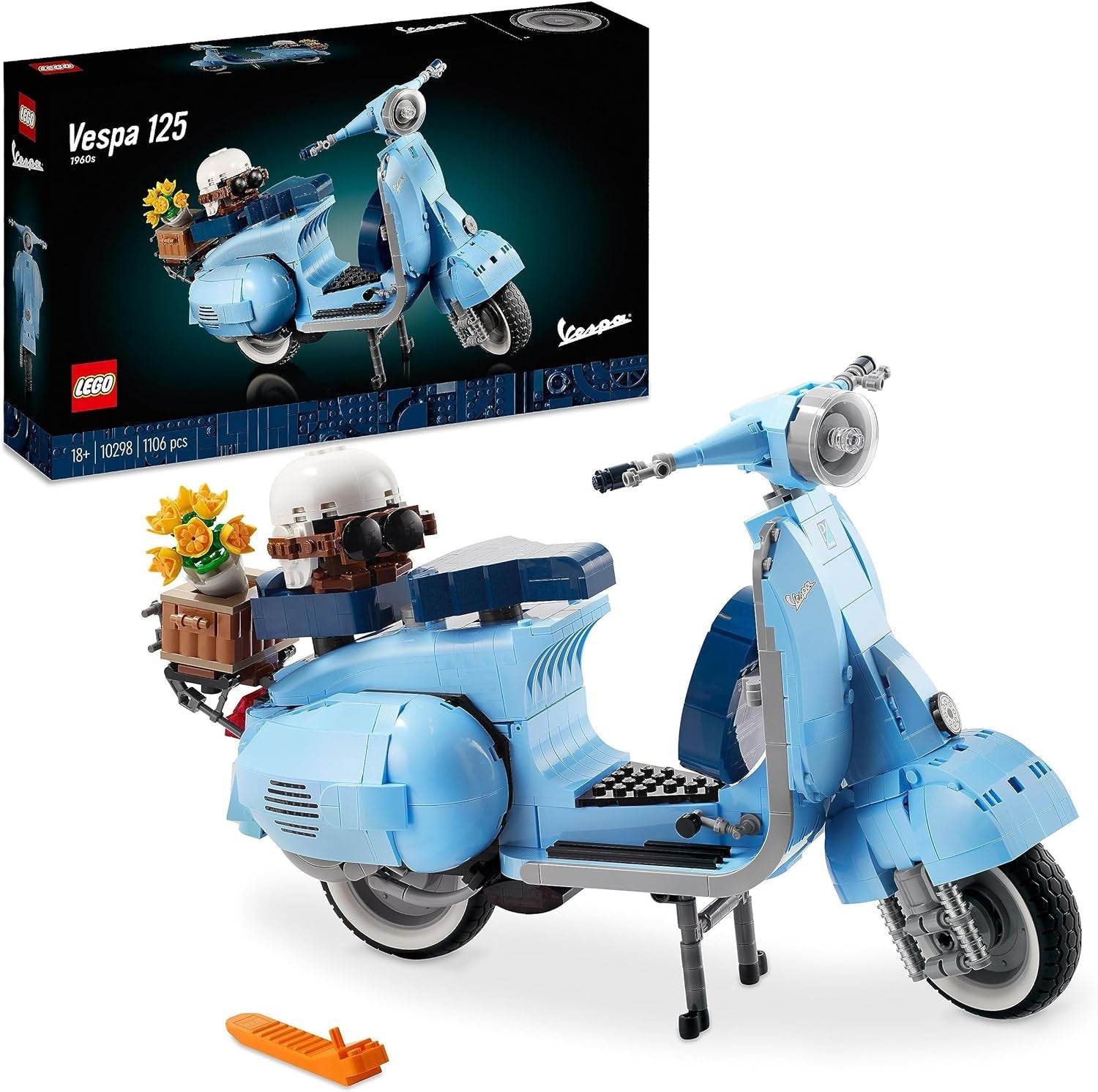 LEGO Icons Vespa 125, byggbar motorcykelmodell, vintage italiensk skoter, modellsats för vuxna, rumsdekoration, presenter för kvinnor och män 10298 Byggsatser Besuche den LEGO-Store Single Standard Packaging