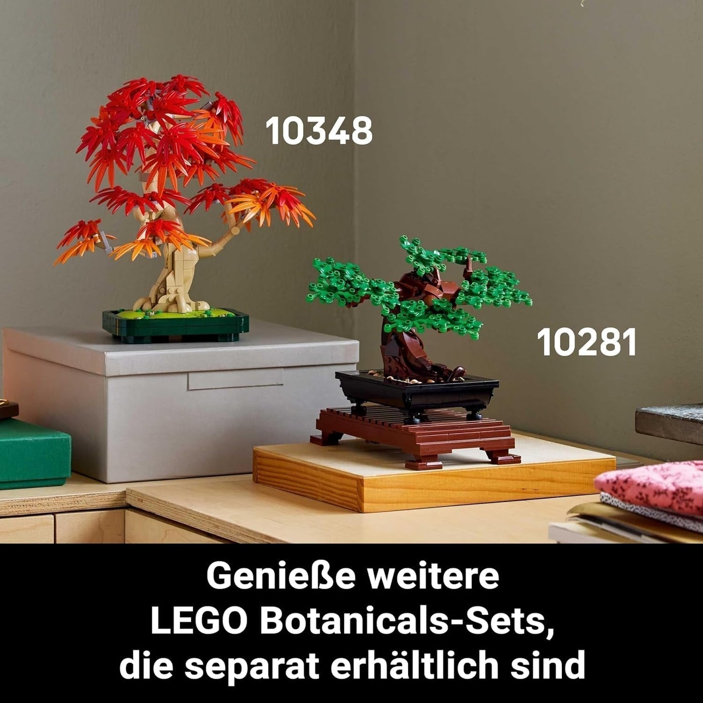 LEGO Botanicals Japansk röd lönn - Bonsaiträd - Konstgjord växtsats med röda och orange löv, plus skål - Heminredning - Presentidé för vuxna - 10348 Byggset Besuche den LEGO-Store