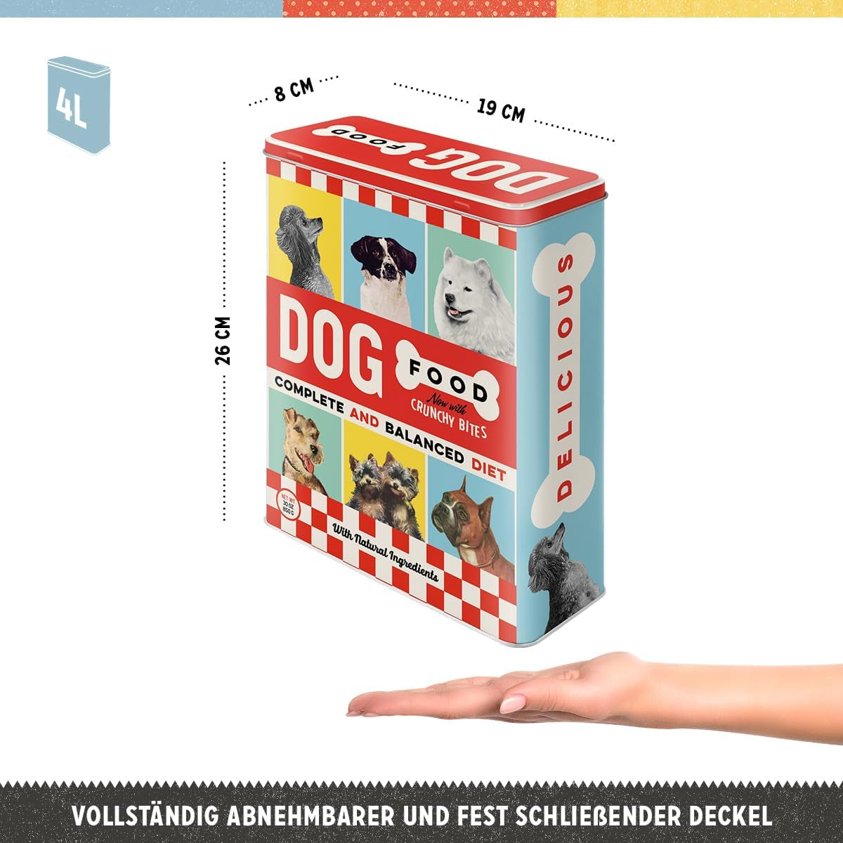 Nostalgic-Art Retro förvaringslåda XL, 4 l, Hundmat - presentidé för hundägare, förvaringslåda för torrfoder, vintagedesign Matförvaringslådor Naty Shop