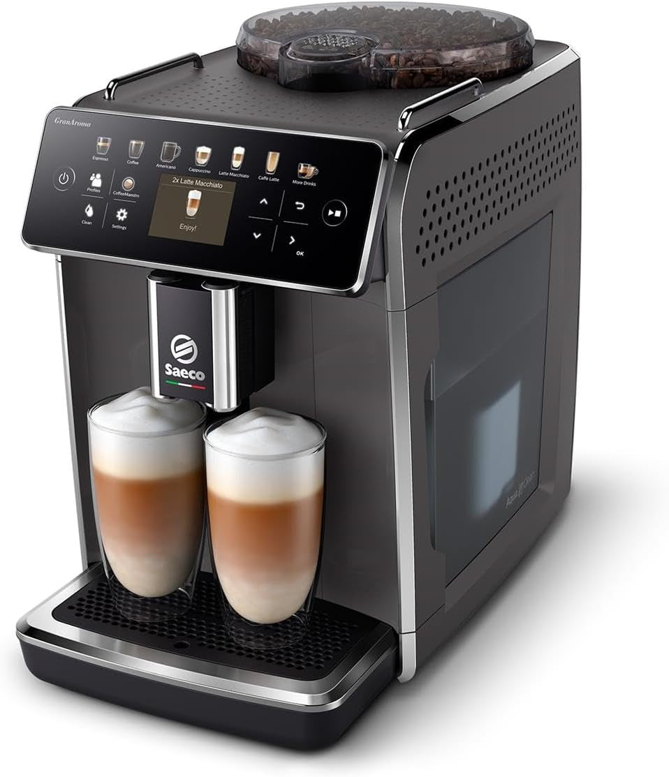Saeco GranAroma automatisk espressomaskin - 14 kaffespecialiteter, intuitiv färgskärm, 4 användarprofiler, keramisk kvarn, 1500 watt (SM6580/10)