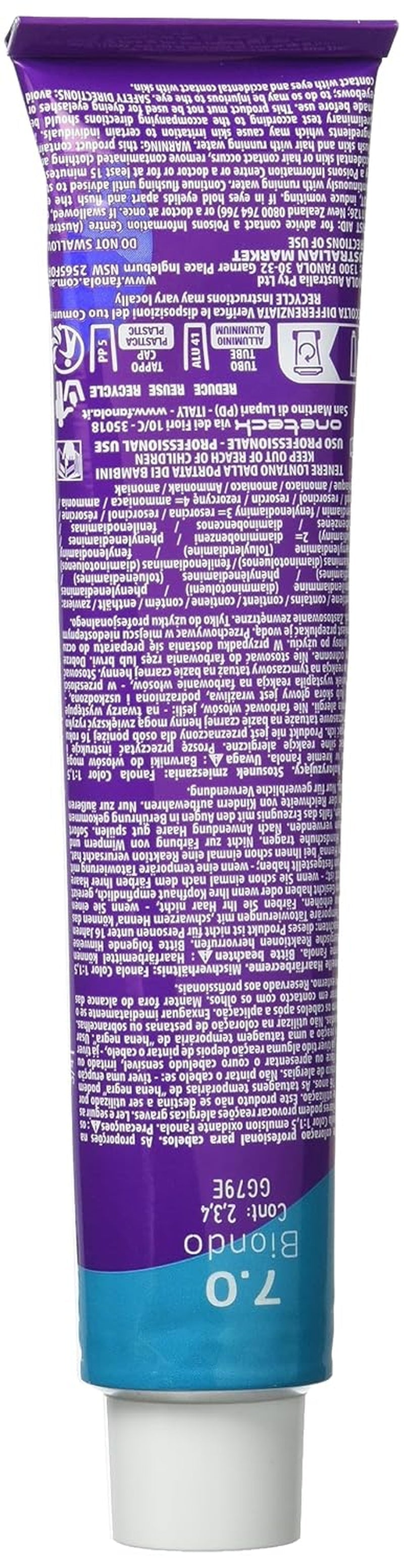 Fanola crema colore Färgkräm 7.0 Blond, 100 ml Hårfärgning Naty Shop