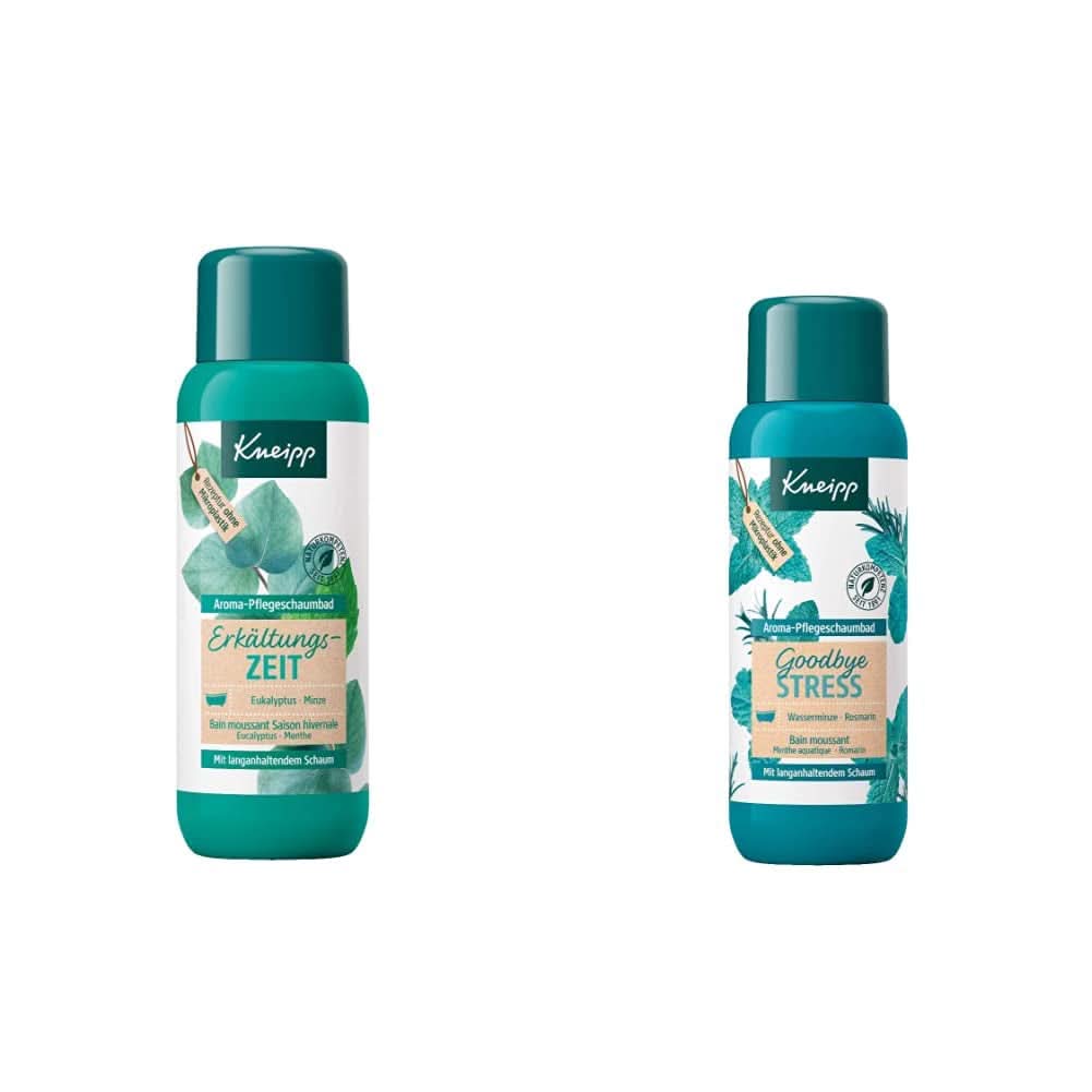 Kneipp Aroma Foam Bath Cold Season, badtillsats med naturliga eteriska oljor av eukalyptus och mynta, 400 ml dusch och bad Naty Shop Goodbye Stress Foam Bath Pack