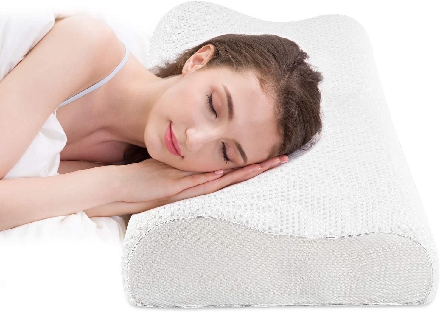 Fityou Memory Foam Kudde Nackstödskudde Ergonomisk sovkudde Kylkudde Dubbelsidig design Tvättbart kuddfodral (67,5X40X13Cm) Cervikala ortopediska kuddar Naty Shop Pure White 60X35X9/11Cm
