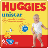 Huggies Unistar blöjor, storlek 4 (7-14 kg), förpackning med 128 blöjor (basic)