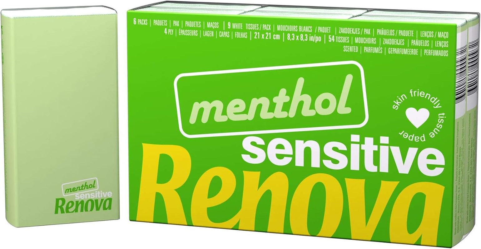 Pocket Tissues Renova SENSITIVE MENTHOL 6-pack Vanlig vit 1 st (pack om 6)