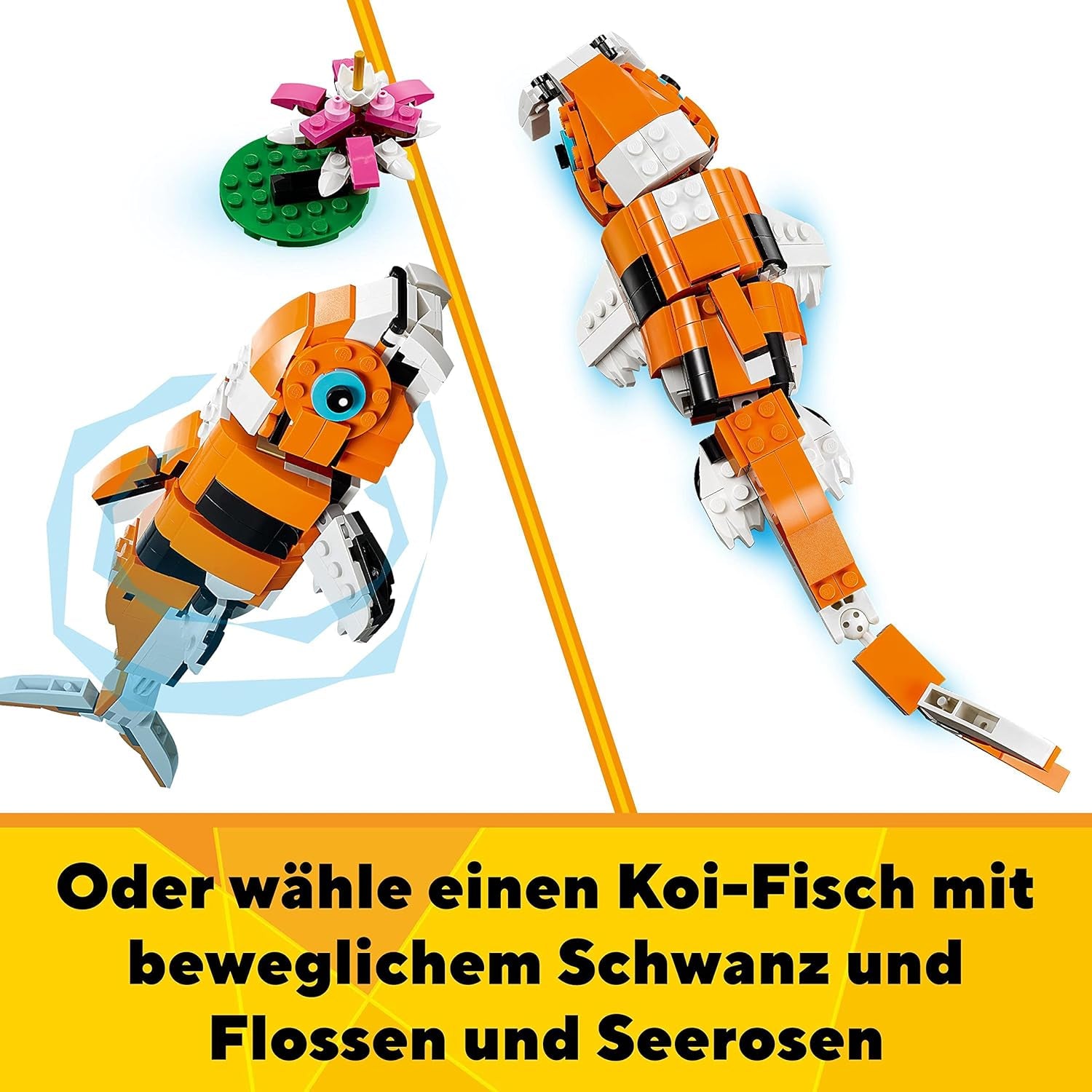 LEGO 31129 Creator Majestic Tiger, Panda eller Fish 3-i-1 djurfigursset leksak för barn Pojkar och flickor Byggset för djurbyggande leksak Besuche den LEGO-Store