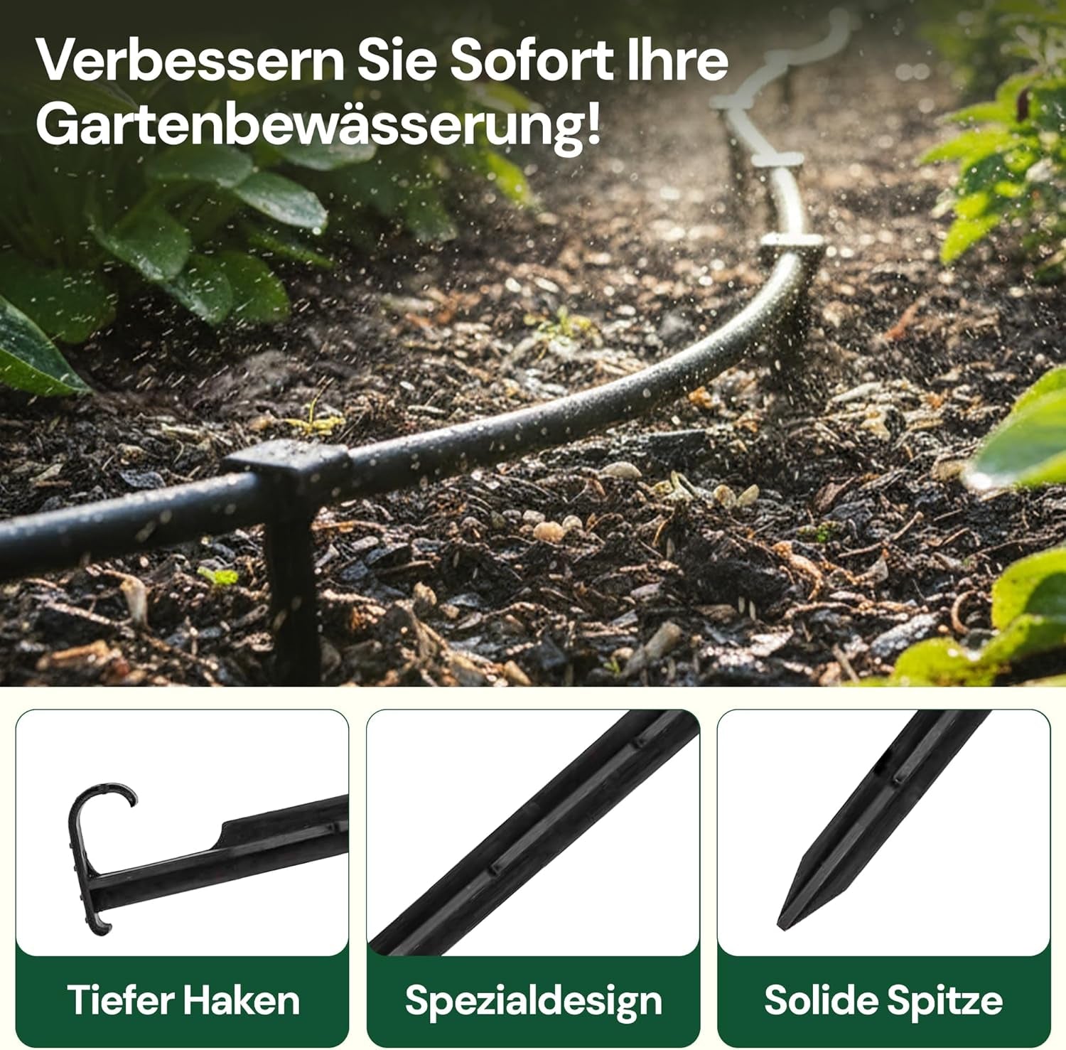 GARDENIX AquaPIN trädgårdsslangsankare, 50 stycken, markstav, fästankare för droppslang, bevattningsslang, anslutningsgaffel