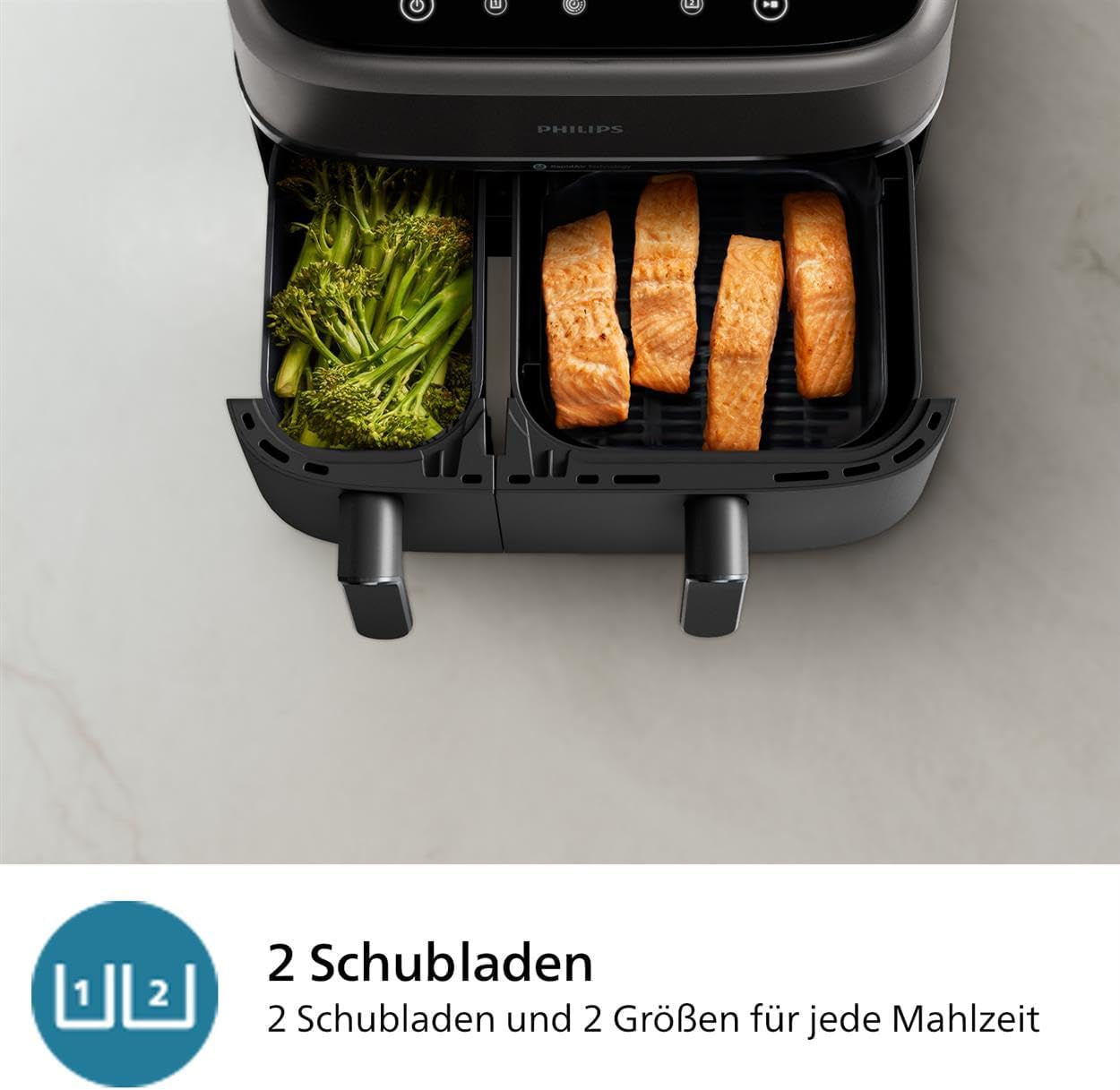 Philips Airfryer Dual Basket 3000-serien, 9L, 2 korgar, 2 diskar klara samtidigt, Rapidair-teknik plus varmluft Vitvaror Naty Shop