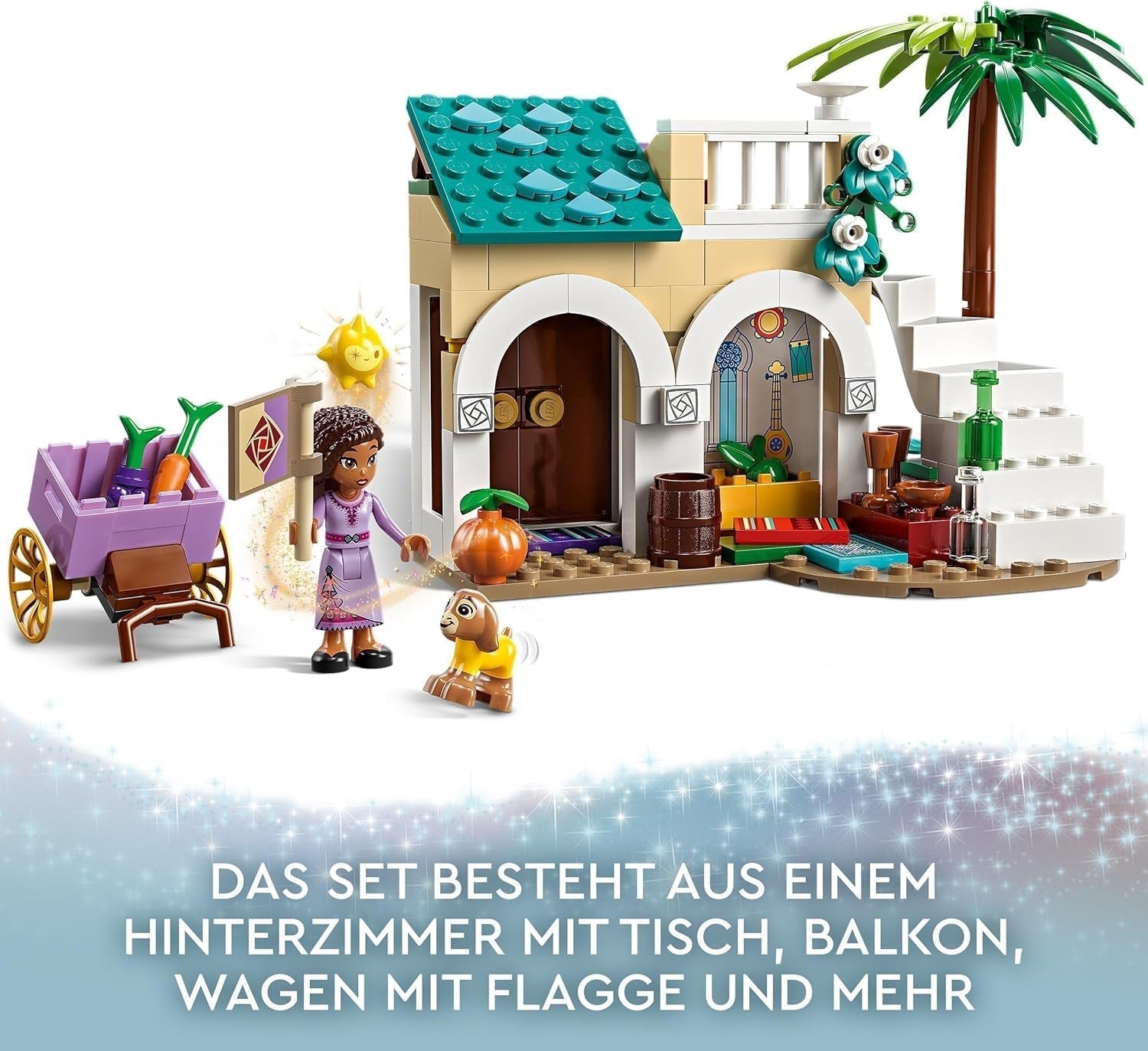 LEGO 43223 Disney Wish Asha i Rosas City, Önskefilmset med marknad, Asha Minidocka, Valentino som leksaksget och stjärnfigurer, Present till barn 6 år, Byggset för flickor och pojkar Besuche den LEGO-Store