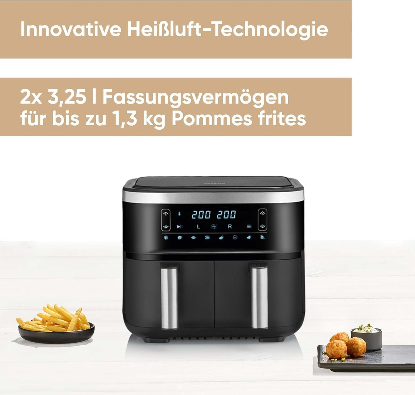 SEVERIN Dubbel varmluftsfritös med kokkammare 2 X 3,8 L, 8 automatiska program Vitvaror Naty Shop