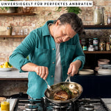 Jamie Oliver från Tefal Cook Smart stekpanna 28Cm, obelagt rostfritt stål, Lämplig för induktionsgrytor och stekpannor Naty Shop