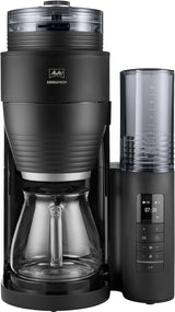 Melitta AromaFresh Therm Pro X - Espressomaskin med filter, integrerad kvarn, avtagbar vattentank, rostfri termokanna och timerfunktion, för upp till 8 koppar kaffe, svart/silver