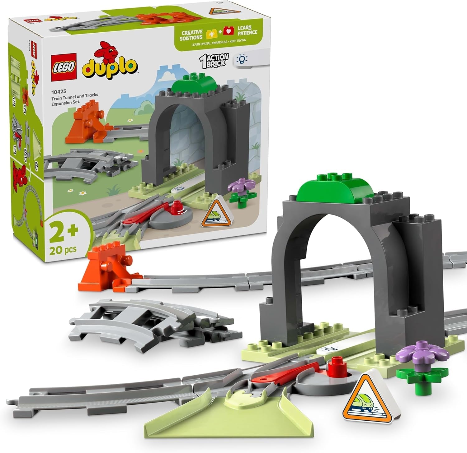 LEGO DUPLO Town Railway Tunnel och spår - Expansionsset, present till småbarn, uppmuntrar fingerfärdighet, lekset för 2 år gamla fordonsfans, kreativ lärandeleksak 10425 Byggset Besuche den LEGO-Store Standardtitel