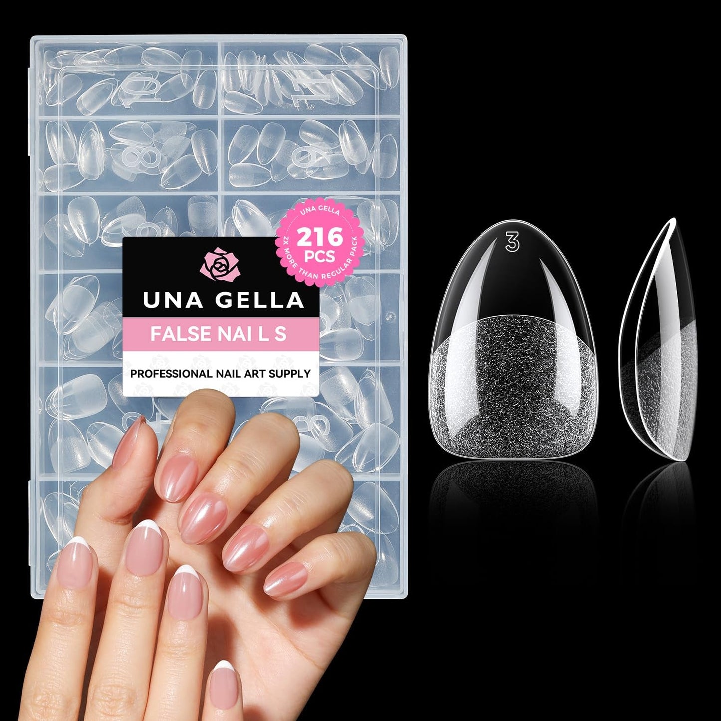 Ballerina Gel Nail Tips 216st 12 Storlekar Soft Gel Nail Tips Heltäckande Nail Extension Set Semi Matt DIY Home Art